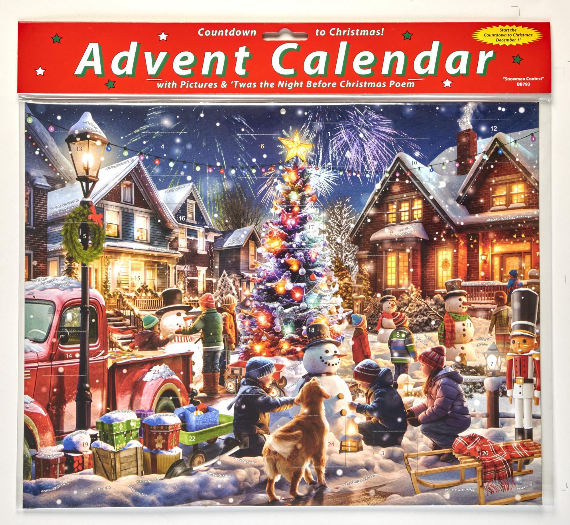 Snowman Contest Advent Calendar (Christmas Countdown Calendar) with Twas the Night Before Christmas Poem by Vermont Christmas Co